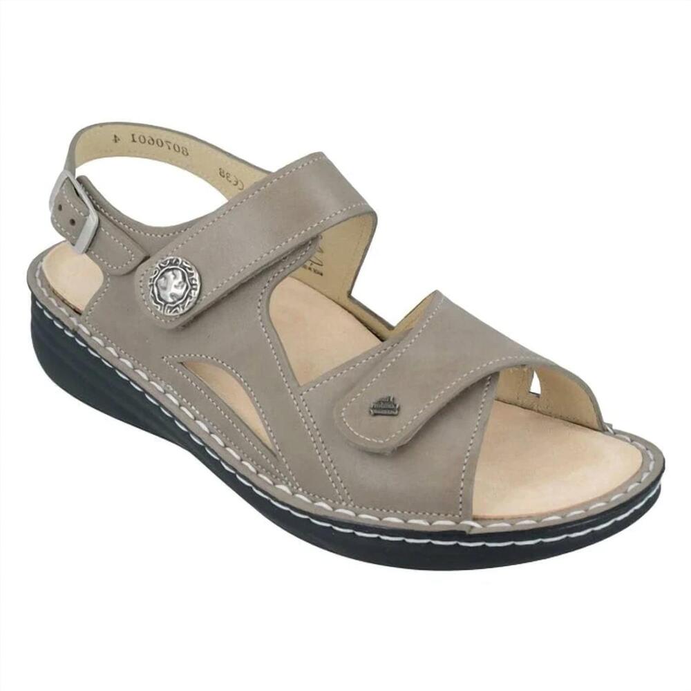 NEW FINN COMFORT women's barbuda super soft sandals in kennedy gravel